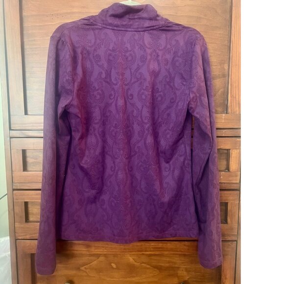 Eddie Bauer Womens Purple Paisley 1/2 Zip Long Sleeve Pullover, Size Medium - Picture 4 of 12